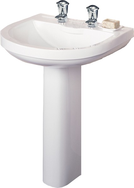 Larger image of RAK Charlton 2 Tap Hole Basin & Pedestal. 550mm.