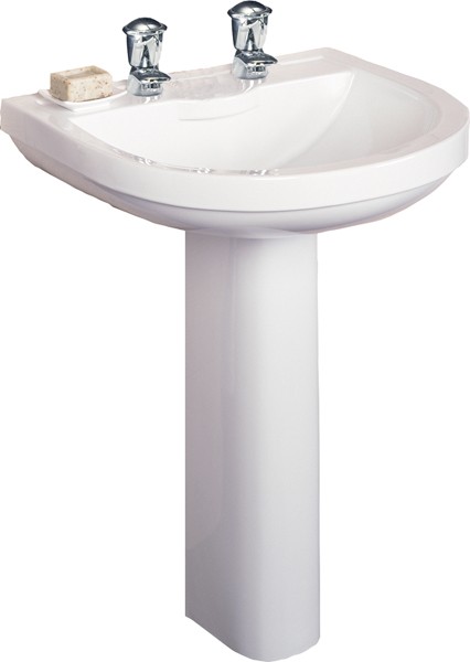 Larger image of RAK Charlton 2 Tap Hole Basin & Pedestal. 650mm.