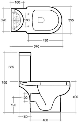 Technical image of RAK Charlton 4 Piece Bathroom Suite With 3 Tap Hole Basin.