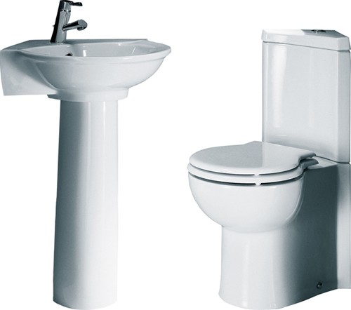 Larger image of RAK Evolution 4 Piece Corner Bathroom Suite With 1 Tap Hole Basin.