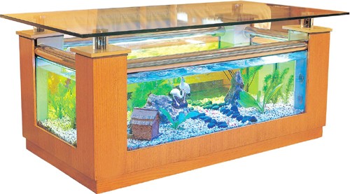 Larger image of Relaxsea Combo Coffee Table Aquarium With Oak Frame. 1200x650x550mm.