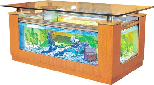 Example image of Relaxsea Combo Coffee Table Aquarium With Oak Frame. 1200x650x550mm.