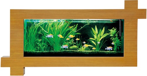 Larger image of Relaxsea Focus Wall Hung Aquarium With Oak Frame. 1500x780x160mm.