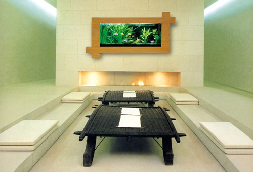 Example image of Relaxsea Focus Wall Hung Aquarium With Oak Frame. 1500x780x160mm.