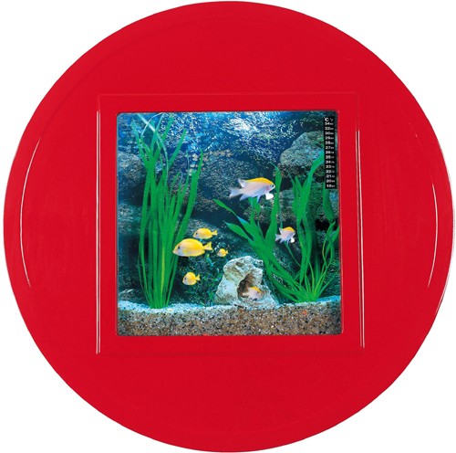 Larger image of Relaxsea Halo Wall Hung Aquarium With Red Frame. 800x800x160mm.