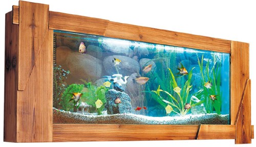 Example image of Relaxsea Organic Wall Hung Aquarium With Hard Wood Frame. 1500x600mm.