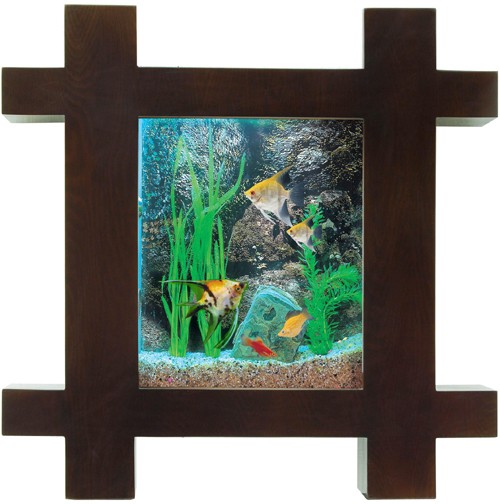 Larger image of Relaxsea Vogue Wall Hung Aquarium With Ash Frame. 800x800x120mm.