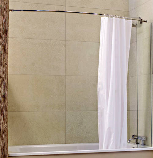 Example image of Roman Lumin8 Mini Fixed Bath Screen With Rail (250x1500mm, Silver).