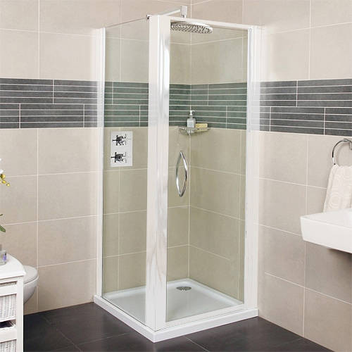 Larger image of Roman Collage Shower Enclosure With Pivot Door (700x1000mm, White).