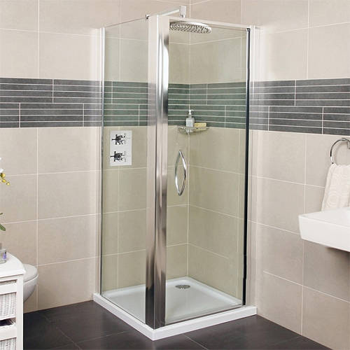 Larger image of Roman Collage Shower Enclosure With Pivot Door (700x700mm, Silver).