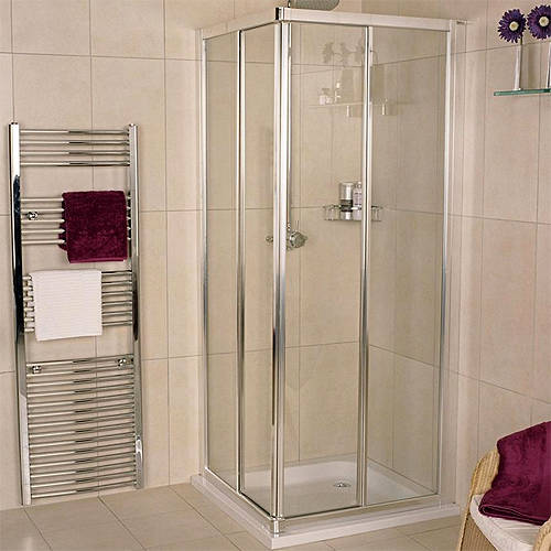 Larger image of Roman Collage Corner Entry Shower Enclosure (900x900mm, Silver).