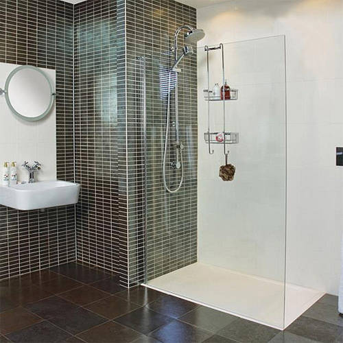 Larger image of Roman Collage Wet Room Glass Screen With Wall Bracket (600mm).