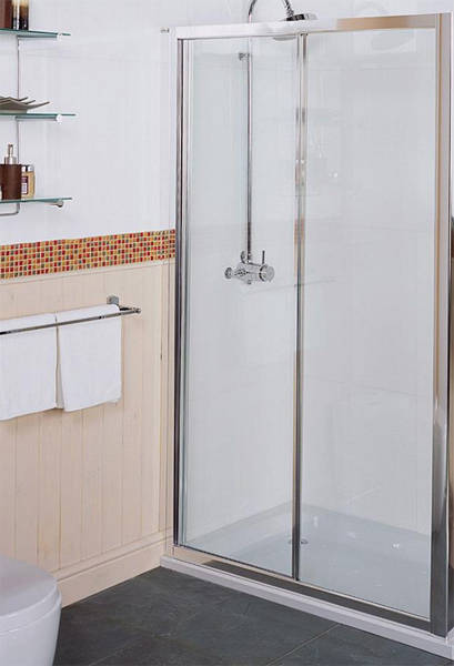 Larger image of Roman Collage Sliding Shower Door (1200mm, Silver). C2T1213S.