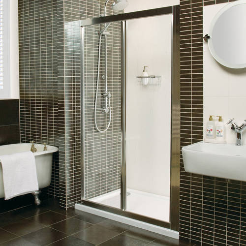 Larger image of Roman Collage Bi-Fold Shower Door (1000mm, Silver). C2V1013S.