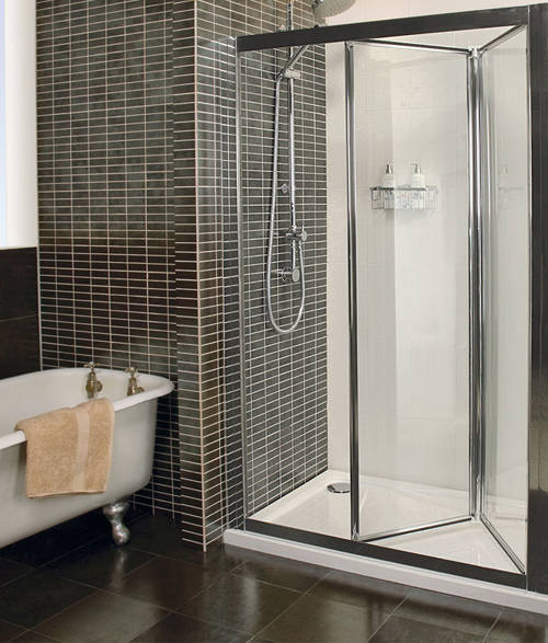 Example image of Roman Collage Bi-Fold Shower Door (1000mm, Silver). C2V1013S.