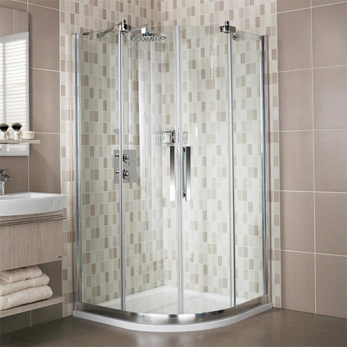 Larger image of Roman Desire Luxury Quadrant Shower Enclosure (900x900mm, Silver).