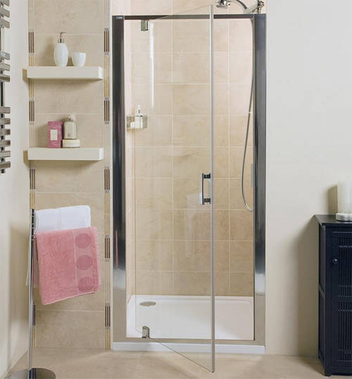 Larger image of Roman Embrace Pivot Shower Door (800mm, Silver Frame).