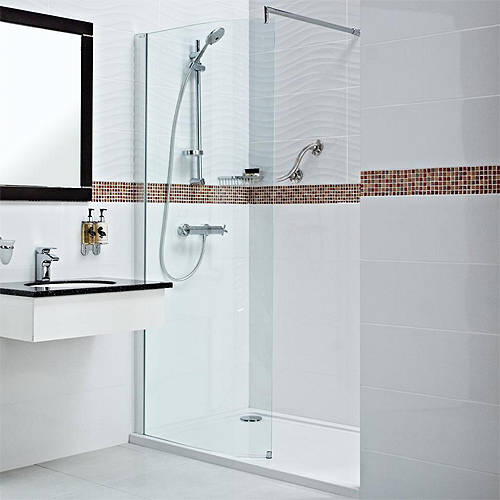 Larger image of Roman Embrace Curved Wetroom Shower Screen (700x2000mm, 8mm).