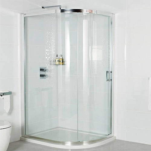 Larger image of Roman Embrace Offset Quadrant Shower Enclosure With Sliding Door (800x900).