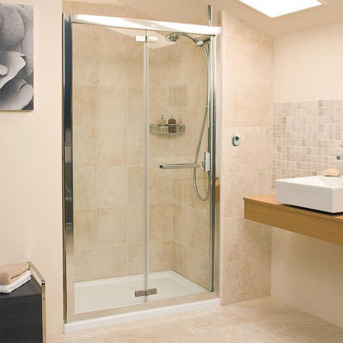 Larger image of Roman Embrace Bi-Fold Shower Door (1000mm, Silver Frame).