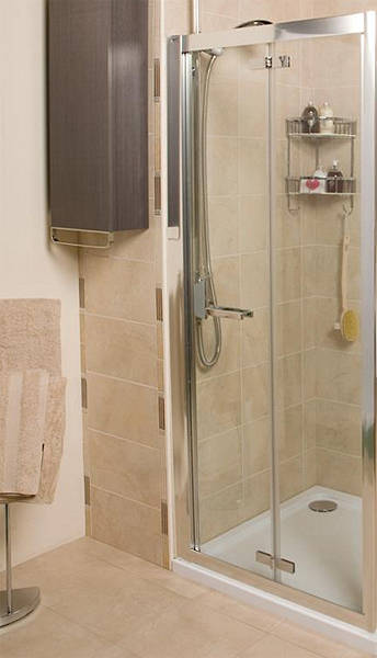 Larger image of Roman Embrace Bi-Fold Shower Door (900mm, Silver Frame).