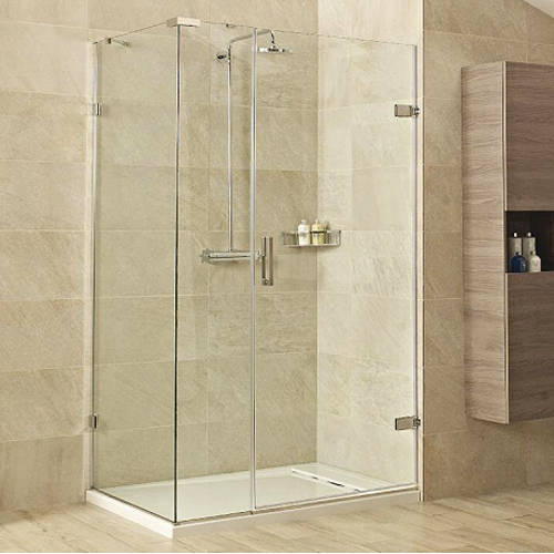 Larger image of Roman Liber8 Shower Enclosure With Hinged Door (1000x900, Nickel).