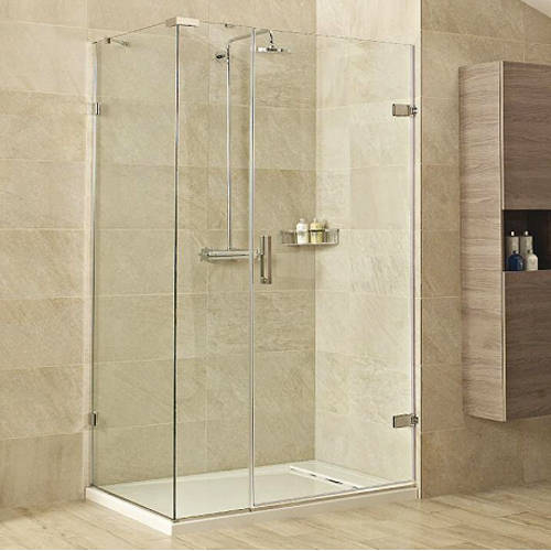 Larger image of Roman Liber8 Shower Enclosure With Hinged Door (1200x800, Chrome).