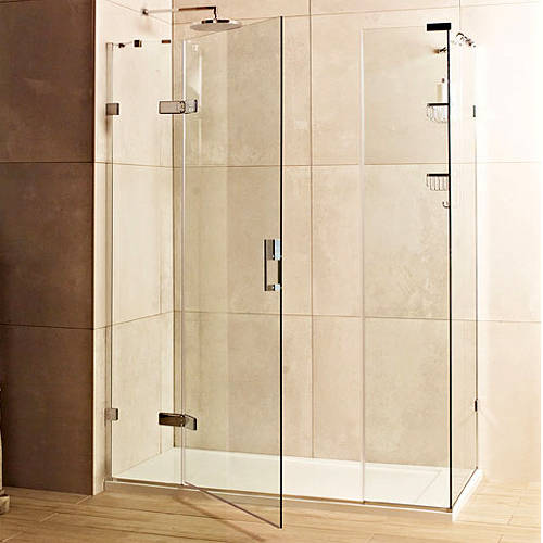 Larger image of Roman Liber8 Shower Enclosure With Hinged Door (1200x800, Nickel).