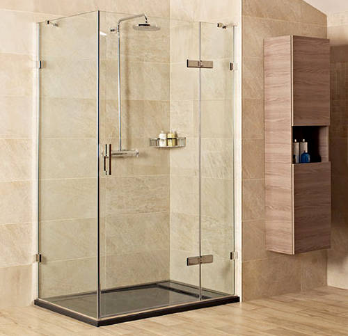 Larger image of Roman Liber8 Shower Enclosure With Hinged Door (1000x1000mm, Nickel).