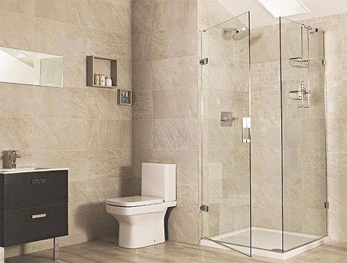 Example image of Roman Liber8 Frameless Shower Enclosure With Hinged Door (760x800mm).