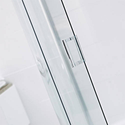 Example image of Roman Lumin8 Pivot Shower Door (1000mm, Silver Frame).