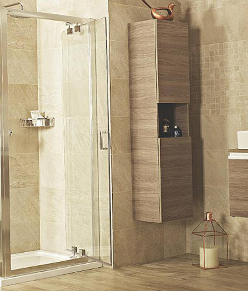 Larger image of Roman Lumin8 Inswing Shower Door (800mm, Silver Frame).