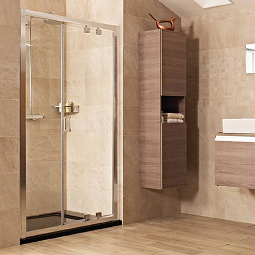 Larger image of Roman Lumin8 Inswing Shower Door (1200mm, Silver Frame).