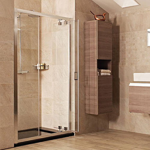 Example image of Roman Lumin8 Inswing Shower Door (1200mm, Silver Frame).