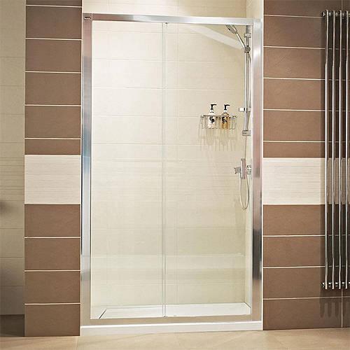 Larger image of Roman Lumin8 Sliding Shower Door (1000mm, Silver Frame).