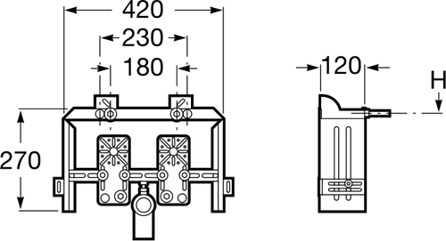 Technical image of Roca Frames In-Wall Basic Bidet Frame For Wall Hung Bidets.