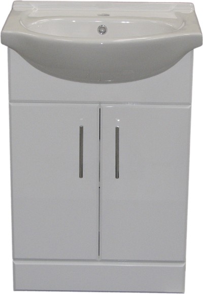 Example image of Roma Furniture 650mm White Vanity Unit, Ceramic Basin, Fully Assembled.