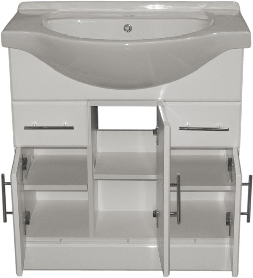 Example image of Roma Furniture 750mm White Vanity Unit, Ceramic Basin, Fully Assembled.