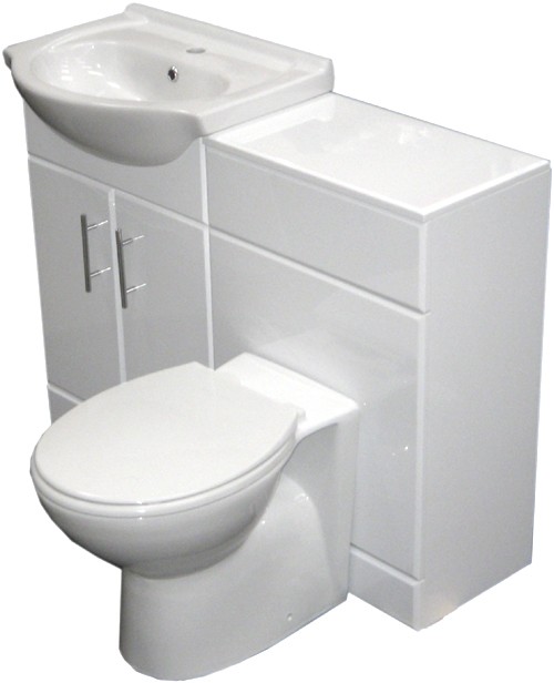 Larger image of Roma Furniture Complete Vanity Suite In White, Left Handed. 1025x830x300mm.