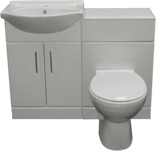 Example image of Roma Furniture Complete Vanity Suite In White, Left Handed. 1025x830x300mm.