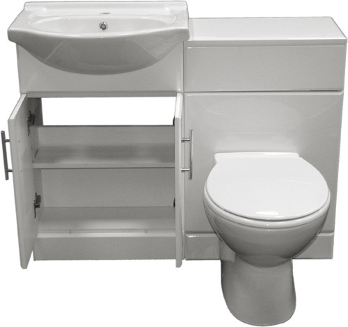Example image of Roma Furniture Complete Vanity Suite In White, Left Handed. 1025x830x300mm.