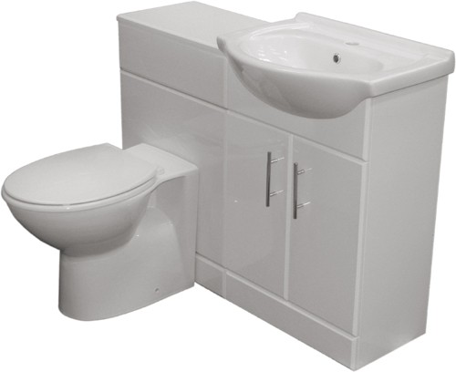Larger image of Roma Furniture Complete Vanity Suite In White, Right Handed. 1025x830x300mm.