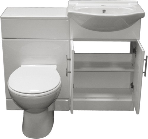 Example image of Roma Furniture Complete Vanity Suite In White, Right Handed. 1025x830x300mm.