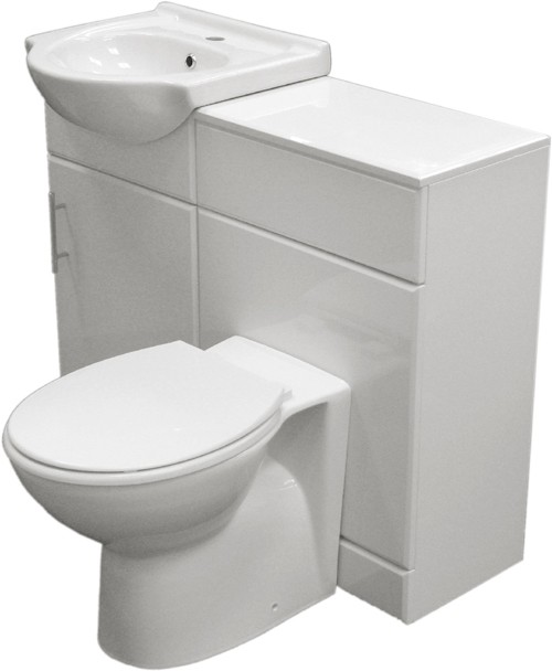 Larger image of Roma Furniture Complete Vanity Suite In White, Left Handed. 925x830x300mm.