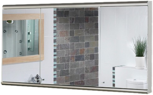 Larger image of Roma Cabinets 3 Door Mirror Bathroom Cabinet. 1200x650x130mm.