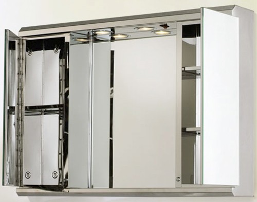 Example image of Roma Cabinets 2 Door Mirror Bathroom Cabinet & Lights.  800x550x130mm.