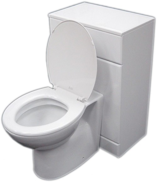 Example image of Roma Furniture 500mm Complete Back To Wall WC Toilet Set In White.