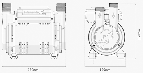 Technical image of Salamander Pumps CTFORCE 15PT Twin Shower Pump (+ Head. 1.5 Bar).