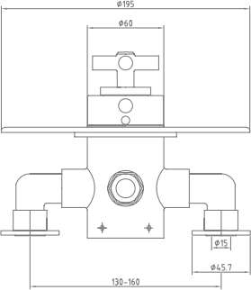 Technical image of Sagittarius Butler Exposed Shower Valve With Rigid Riser Kit (Chrome).