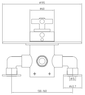 Technical image of Sagittarius Churchmans Shower Valve With Arm & 130mm Head (Chrome).